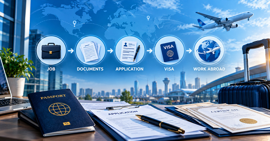 Professionals exploring work opportunities abroad with a work permit visa