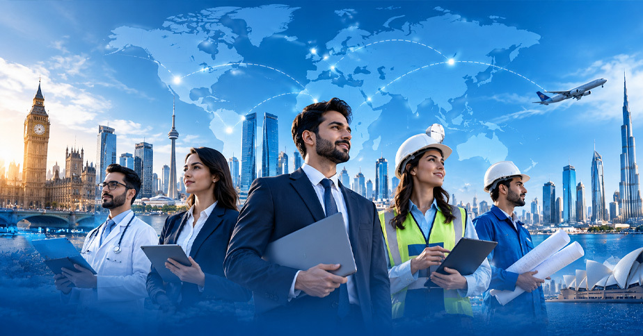 Professionals exploring work opportunities abroad with a work permit visa